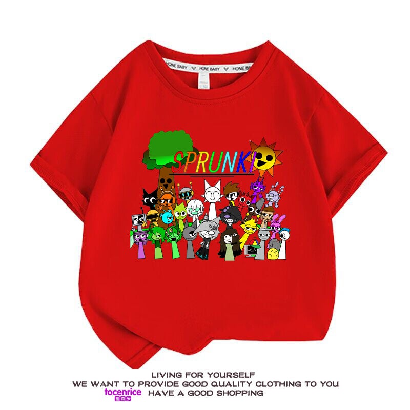 Rhythm Box Clothes Sprunki Children'S Short-Sleeved T-Shirt Summer Pure Cotton Big Boys And Girls Summer Fashionable Top - Image 4