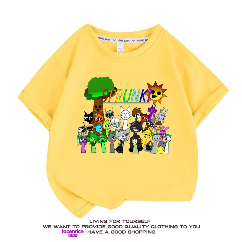 Rhythm Box Clothes Sprunki Children'S Short-Sleeved T-Shirt Summer Pure Cotton Big Boys And Girls Summer Fashionable Top - Image 3