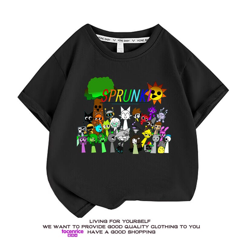 Rhythm Box Clothes Sprunki Children'S Short-Sleeved T-Shirt Summer Pure Cotton Big Boys And Girls Summer Fashionable Top - Image 5