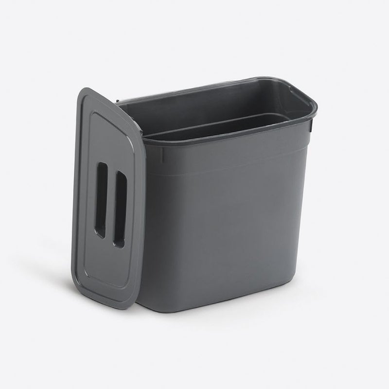 Hanging Kitchen Dustbin Bucket with Lid, 7 Liter Capacity, Space-Saving Waste Bin for Cabinet Doors, Compact Garbage Container,27.8 x 17.8 x 23.3 cm. (Grey) - Image 3