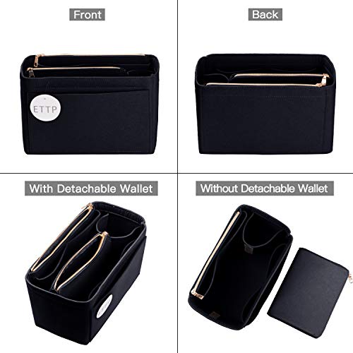 ETTP Purse Organizer, Felt Bag Organizer Insert Purse Organizer For Speedy, Neverfull, Tote, Handbag,Shaper 5 Sizes (Medium Slender, Black) - Image 3
