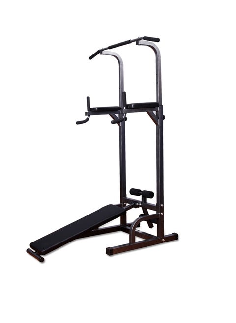 All in One Adjustable Pull Up Station Power Tower Dip Station with Bench Home Gym Fitness Equipment Multi-functional Stand for Exercise HM-17