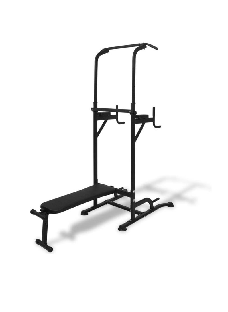 ALCOACH - All in One Adjustable Pull Up Station Power Tower Dip Station with Bench Home Gym Fitness Equipment Multi-functional Stand for Exercise HM-17 - Image 1