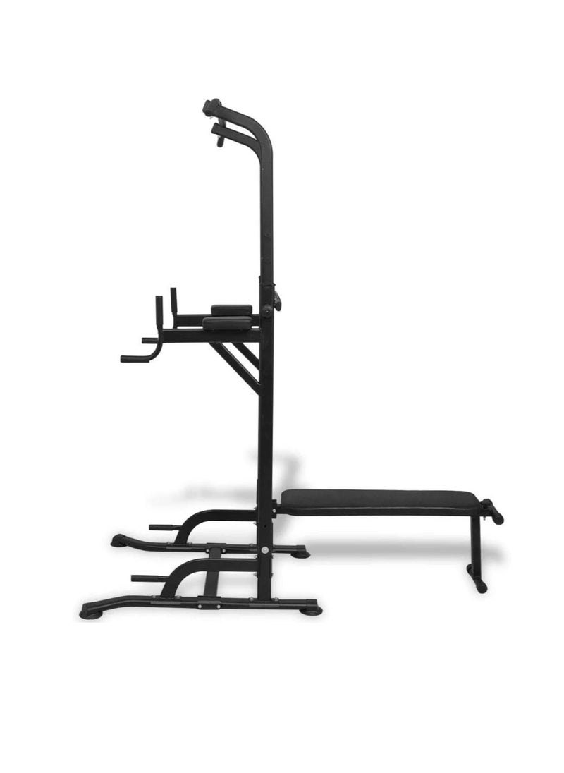 ALCOACH - All in One Adjustable Pull Up Station Power Tower Dip Station with Bench Home Gym Fitness Equipment Multi-functional Stand for Exercise HM-17 - Image 1