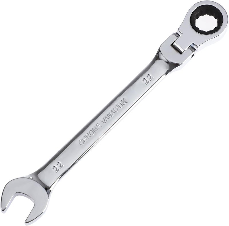 Pilida 22mm Ratcheting Combination Wrench 12 Point Metric Flex Rachet Head Gear Wrench Box End Spanner Chrome Vanadium Steel - Image 1