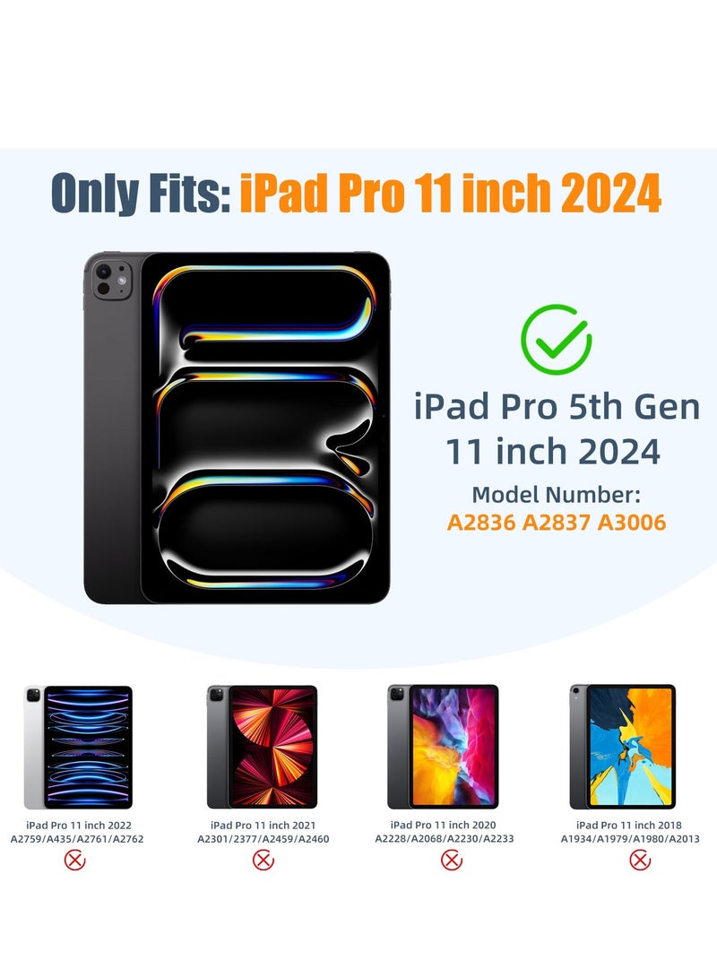 Case for IPad Pro 11 Inch 2024 With Pencil Holder Slim Tablet Cover with Soft TPU Back Auto Wake/Sleep (Black) - Image 2