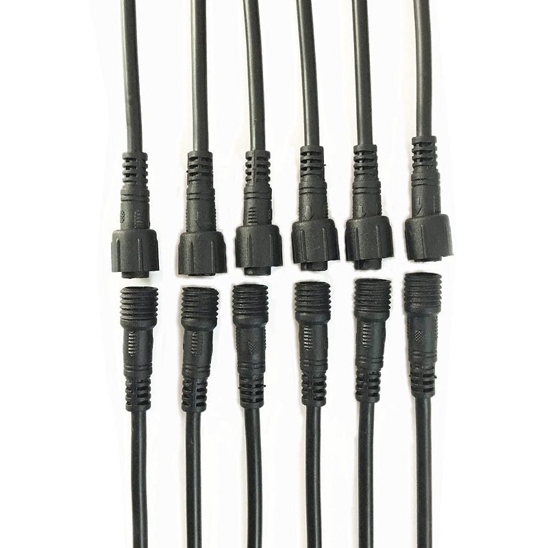 HUALAND 6 Pair Black 3 Pin Waterproof ConnectorWaterproof Male Female Cable led Connector for for Garden Lights Path Lighting IndoorOutdoor LED Strip Lights