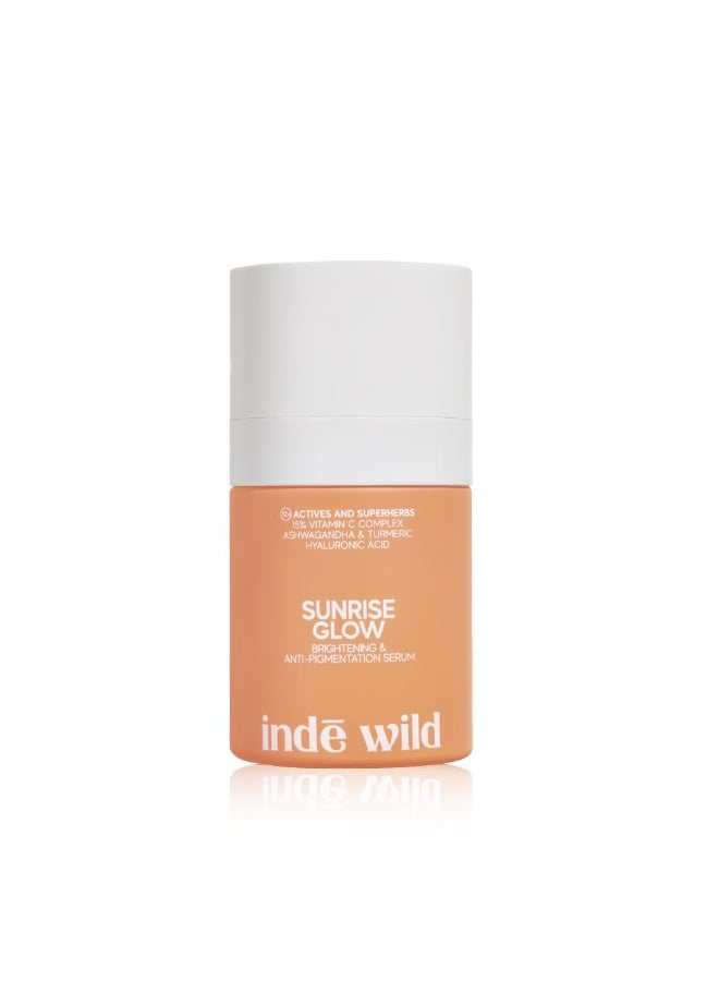indē wild Sunrise Glow 15% Vitamin C Serum (30 ml) | With Turmeric, Niacinamide, Ashwagandha, and Hyaluronic Acid | Suited for Acne Scars, Hyperpigmentation, Brightening, Anti-Aging and Dry Skin - Image 1