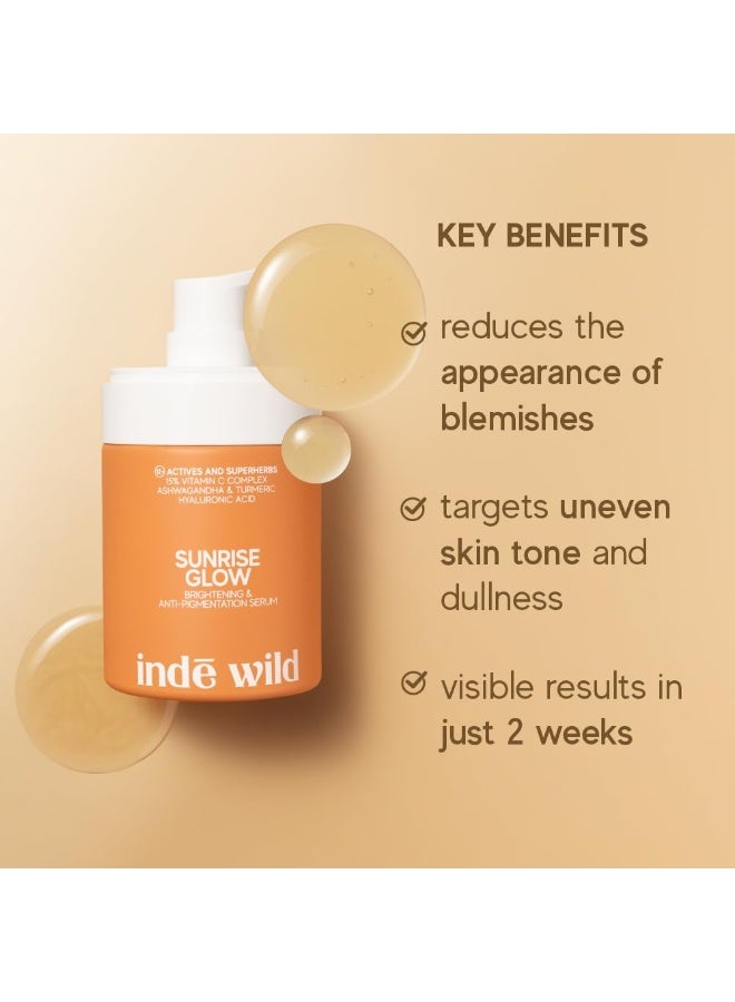 indē wild Sunrise Glow 15% Vitamin C Serum (30 ml) | With Turmeric, Niacinamide, Ashwagandha, and Hyaluronic Acid | Suited for Acne Scars, Hyperpigmentation, Brightening, Anti-Aging and Dry Skin - Image 4