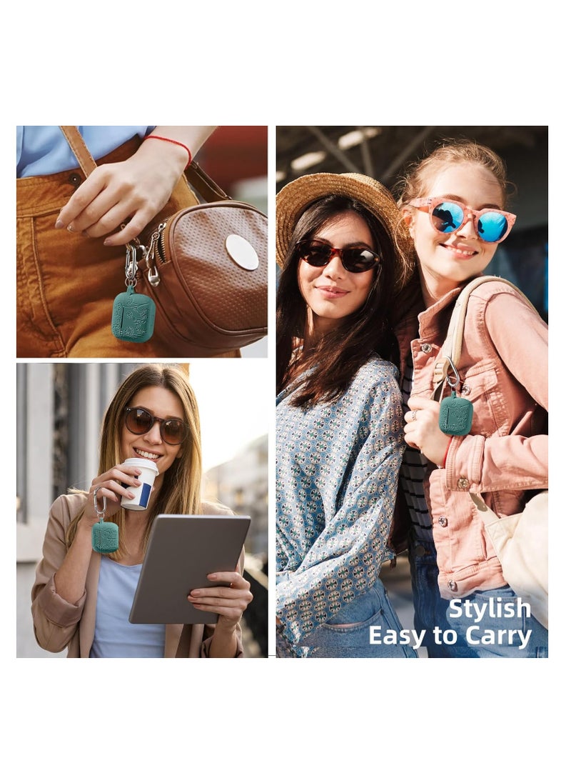 Aookay - For Apple Airpod 4/Airpods 4th Generation/Airpod 4th Gen Case Cover with Keychain Accessories, Flower Engraved Case Silicone Skin Cover Shock Resistant, Full Protection,Front LED Visible (Pine Green) - Image 1
