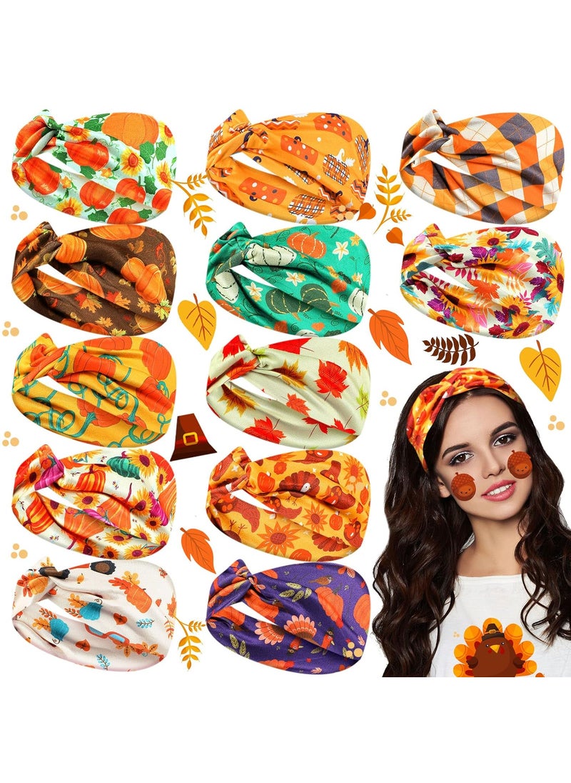 Waydress Waydress 12 Pcs Thanksgiving Headbands Fall Hair Accessories for Women Nurse Pumpkin Maple Leaf Stretchy Non Slip Autumn Hair Bands for Thanksgiving Party Festive Gift Costume Favors Decoration 