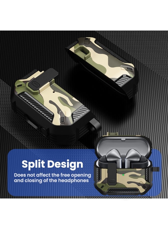 Cover for Samsung Galaxy Buds 3/ Buds 3 Pro, with Secure Lock Clip  Keychain  Cleaner kit, Hard Shell Rugged Shockproof Carbon Fiber Protection Cover for Samsung Galaxy Buds 3  3 Pro (2024), Camo Gr - Image 5