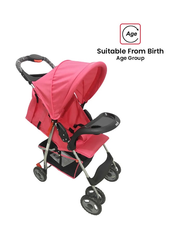 Moon Easy  One Hand Fold Stroller, Multi-Postion Reclining Seat For Infant- Pink - Image 1