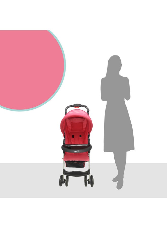 Moon Easy  One Hand Fold Stroller, Multi-Postion Reclining Seat For Infant- Pink - Image 4