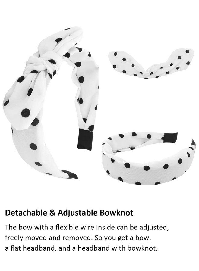 Wecoe Hairband, 4 Pack Bow Headbands For Women Girls, Cute Knotted Headband With Bow, Red, White, Black, Comfortable Cloth Leopard Polka Dot Hair Bands, Valentine'S Day Hair Accessories, Gift - Image 4