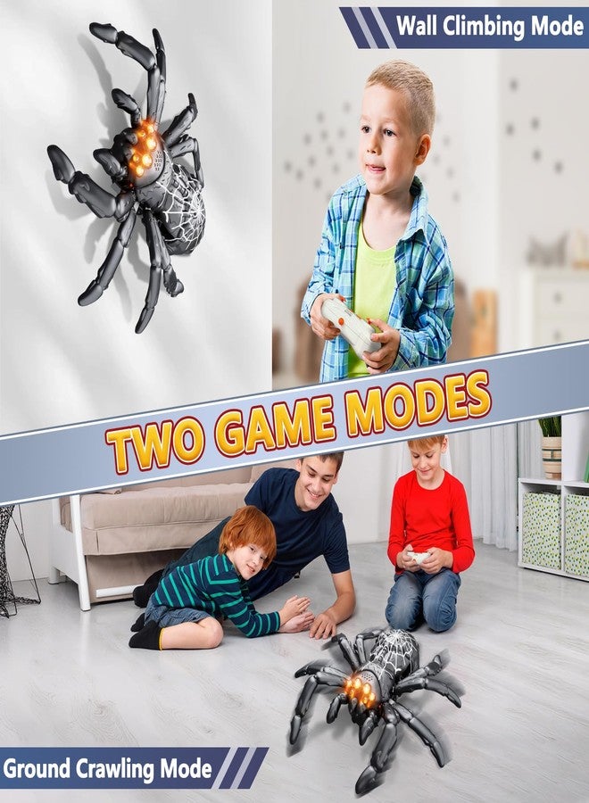 Infowush Wall Climbing Spider, Rechargeable Remote Control Spider Kids Toys, Floor/Wall Crawling Robot Spider Toy, Wall Crawler Spider Prank Toys Birthday Gifts for Boys Girls Ages 3-5 5-7 8-13, Black - Image 2