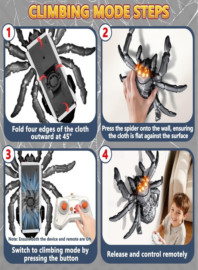 Infowush Wall Climbing Spider, Rechargeable Remote Control Spider Kids Toys, Floor/Wall Crawling Robot Spider Toy, Wall Crawler Spider Prank Toys Birthday Gifts for Boys Girls Ages 3-5 5-7 8-13, Black - Image 4