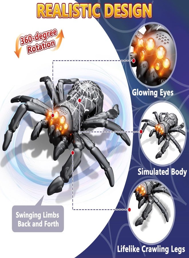 Infowush Wall Climbing Spider, Rechargeable Remote Control Spider Kids Toys, Floor/Wall Crawling Robot Spider Toy, Wall Crawler Spider Prank Toys Birthday Gifts for Boys Girls Ages 3-5 5-7 8-13, Black - Image 3