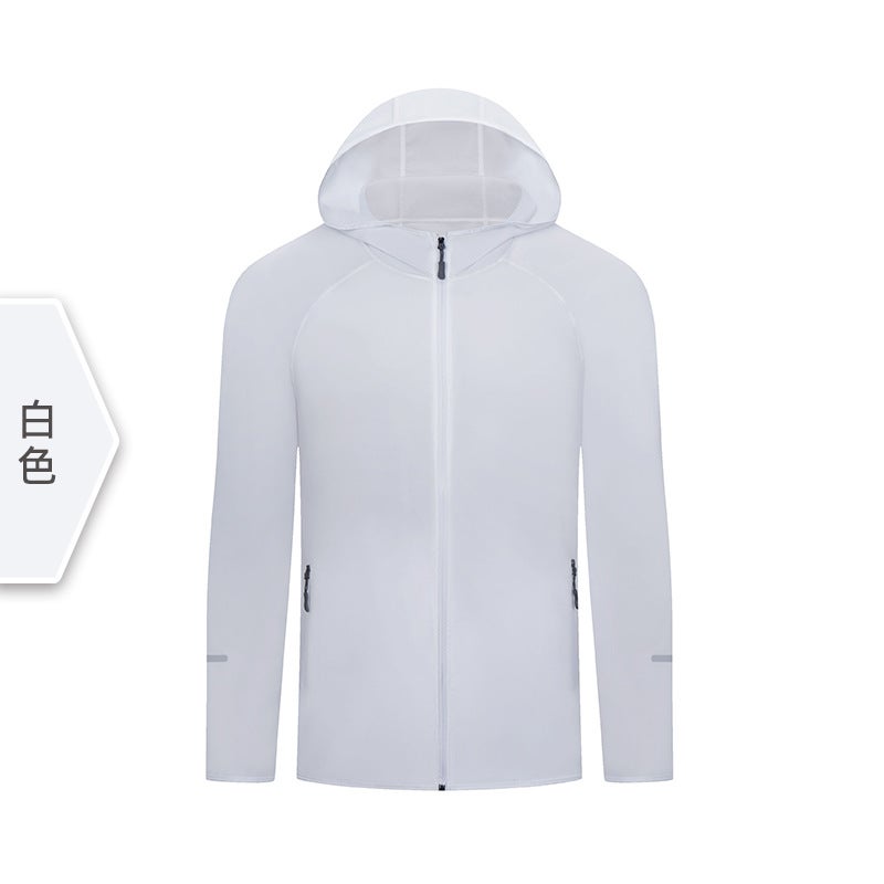 Generic Mens and Womens Running Windbreaker Lightweight Jacket Autumn Long-sleeved Zipper Hoodie Quick-drying Outdoor Windproof Jacket White