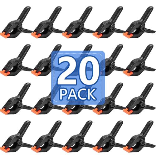 20 Pack 45 inch Plastic Spring Clamps Black Heavy Duty Clips Backdrop Clips Woodworking Clamps Plastic Clamps for Crafts Backdrop Stand Woodworking Photography