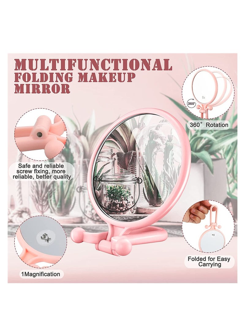 SYOSI - 2pcs 1/5X and 1/10x Folding Magnifier Double Sided Magnifying Makeup Mirror - Image 1