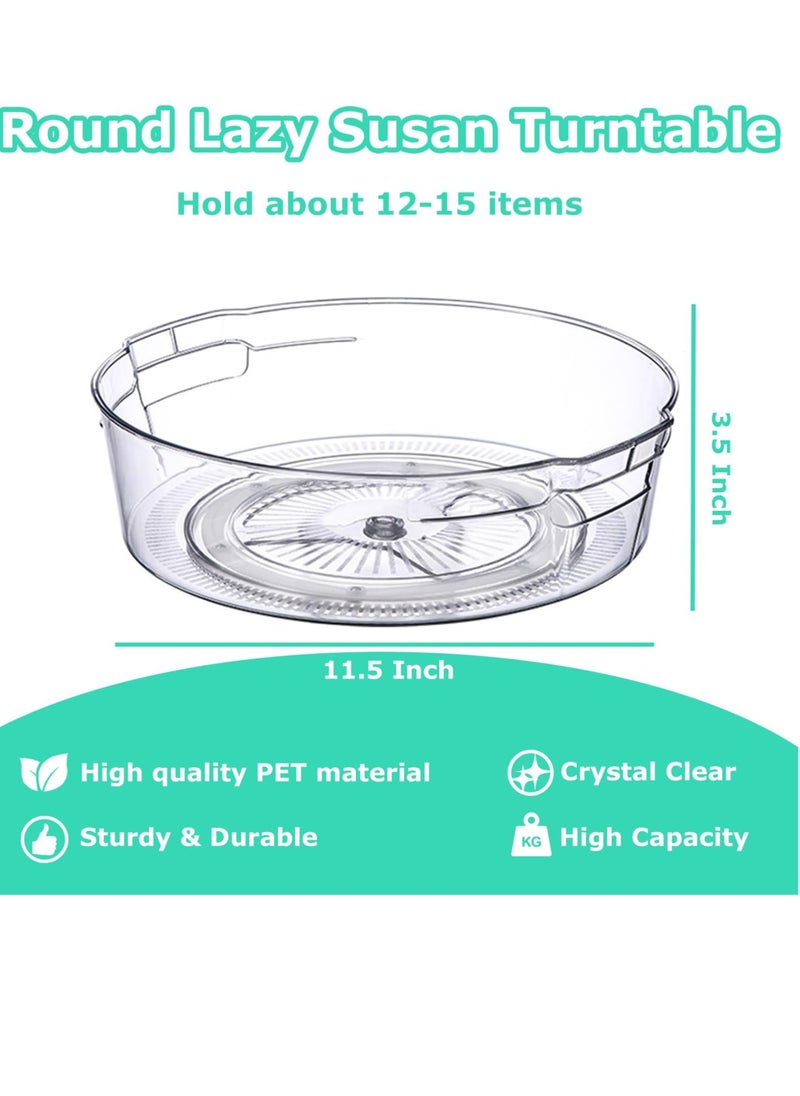 Excefore - Clear Turntable Cabinet Organizer,  1 Pack 11.5 Inch Clear Lazy Susan Turntable, 360 Rotating Turntable Organizer, Spice-Rack Storage, Lazy Susan for Fridge, Kitchen, Dining Table, Pantry - Image 1