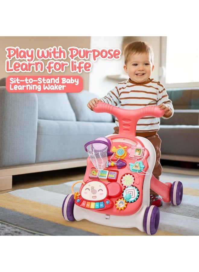 Cute Stone Baby Walker For Boys Girls, 2 In 1 Sit-To-Stand Learning Walker And Activity Center, Baby Walking Toy, Early Learning Push Toy Gift For Infant - Image 2
