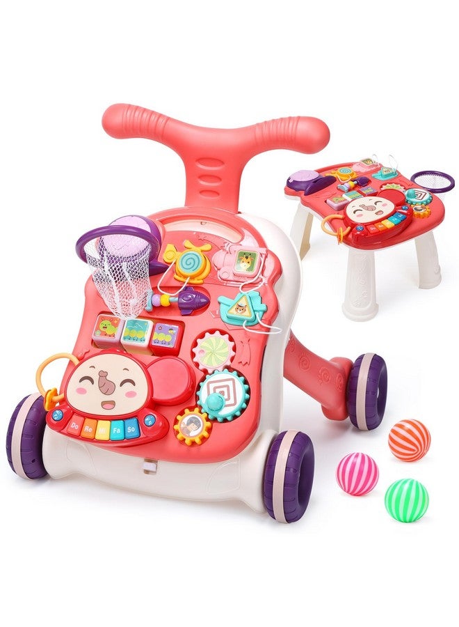 Cute Stone Baby Walker For Boys Girls, 2 In 1 Sit-To-Stand Learning Walker And Activity Center, Baby Walking Toy, Early Learning Push Toy Gift For Infant - Image 1