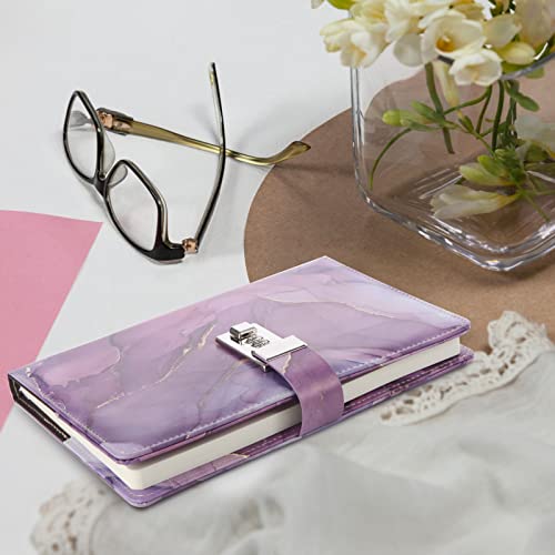 LMTNNB Marble Diary with Lock for Girls and Women, A5 Leather Locked Journal for Teen Girls, Secret Cute Password Lock Notebooks with Pen Holder for Travel Diary Office Notepad - Image 5