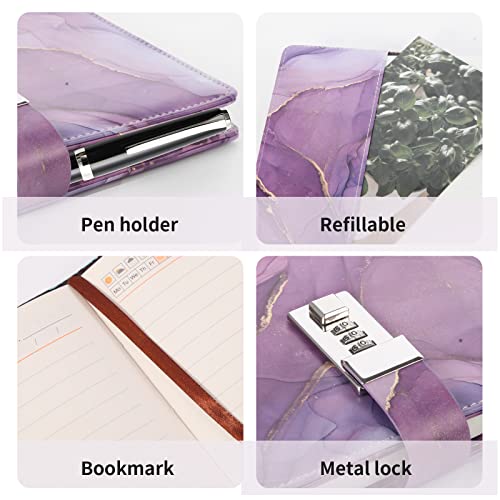 LMTNNB Marble Diary with Lock for Girls and Women, A5 Leather Locked Journal for Teen Girls, Secret Cute Password Lock Notebooks with Pen Holder for Travel Diary Office Notepad - Image 3