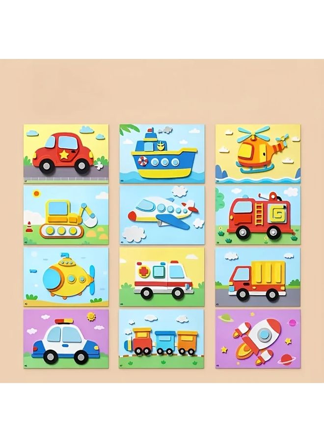 ملصقات ألغاز ثلاثية الأبعاد من رغوة إيفا بأسلوب عشوائي - مجموعة هدايا تعليمية للأطفال للتصنيع الذاتي - Image 5