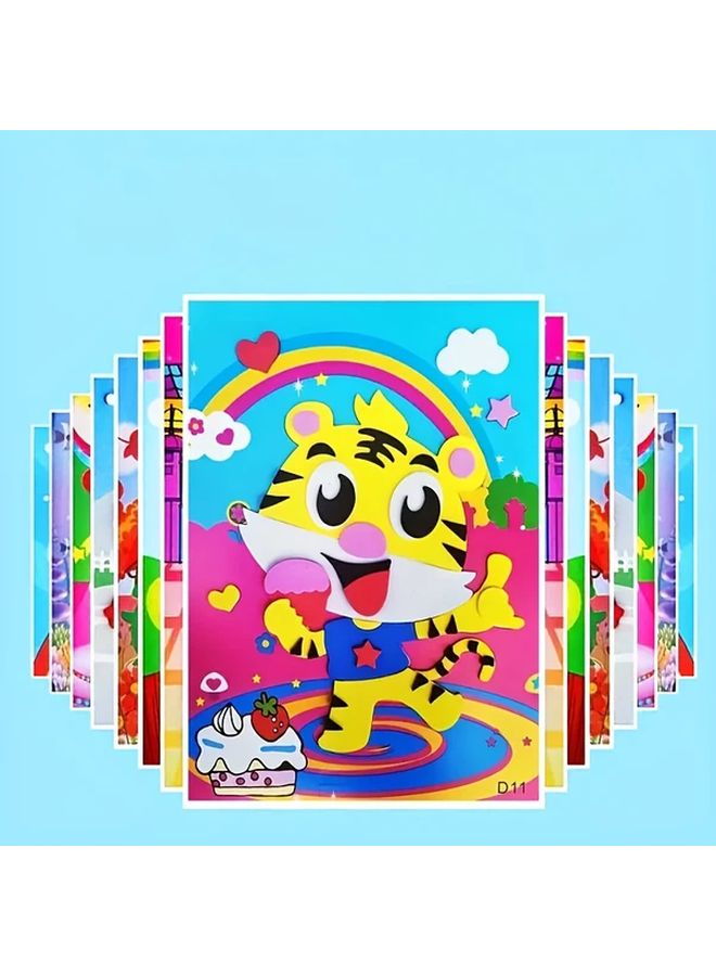 ملصقات ألغاز ثلاثية الأبعاد من رغوة إيفا بأسلوب عشوائي - مجموعة هدايا تعليمية للأطفال للتصنيع الذاتي - Image 1