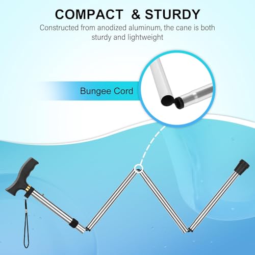 Dr. Care Dr Care 4 Folding Walking Stick for Old Age | Aluminum | Adjustable Height 85–95 cm | Lightweight | Anti Slip | Ergonomic Handle | Rubber Tip | Wrist Strap (Silver) - Image 4