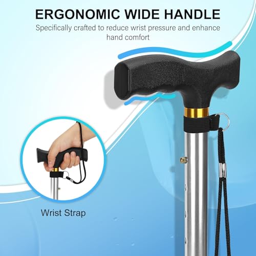 Dr. Care Dr Care 4 Folding Walking Stick for Old Age | Aluminum | Adjustable Height 85–95 cm | Lightweight | Anti Slip | Ergonomic Handle | Rubber Tip | Wrist Strap (Silver) - Image 5