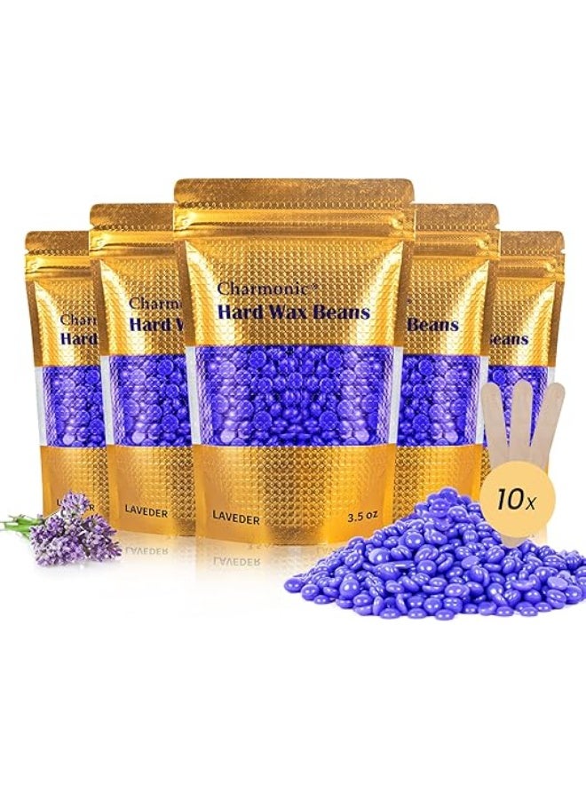 17.5 Oz Hair Wax Beans, Hard Body Wax Beans, Hair Removal Depilatory Wax European Beads for Women Men 500g/1.1 lb (lavender)