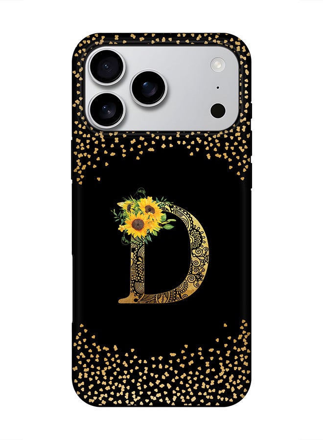 Stylizedd Tough Pro Magnetic Case for iPhone 17 Pro Max, Dual Layer hybrid PC + TPU Mobile Cover Matte - Custom Floral Monogram - D ( Black )