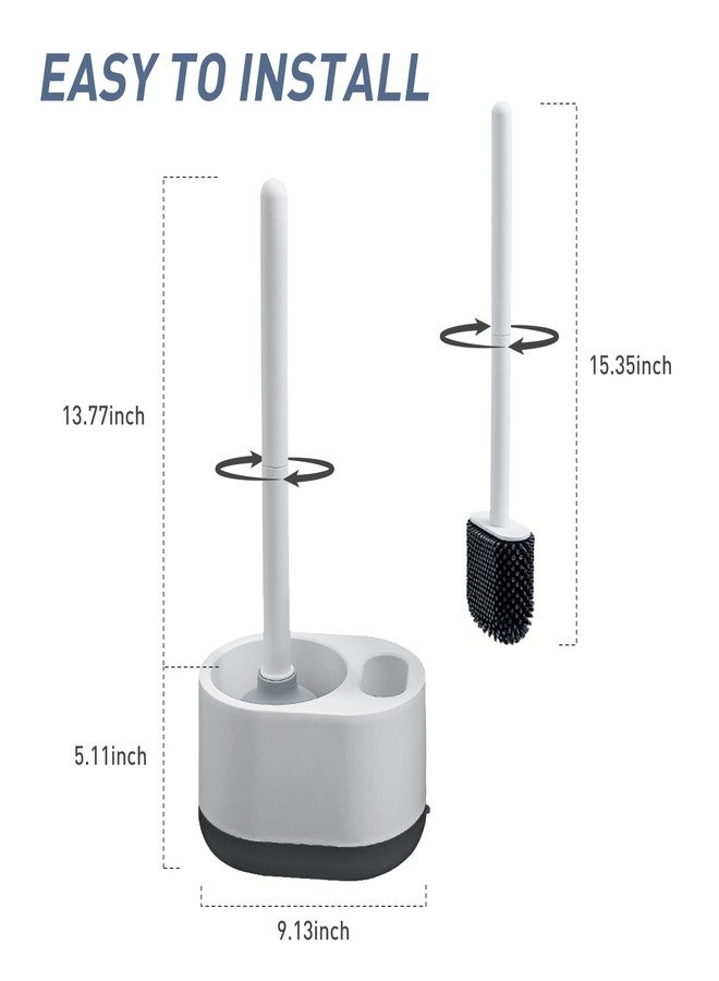 ADNIKIA Silicone Toilet Brush Plunger Set, 2 in 1Toilet Bowl Brush and Holder Plunger Set, Plunger Toilet Brush Combo, Bathroom Toilet Brush, Toilet Brush Set, Toilet Scrubber and Plunger Set, Black - Image 4