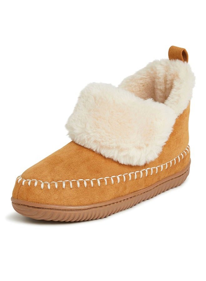 Dearfoams Women's Moritz Indoor/Outdoor Cozy Bootie Camping Furry Slipper, Whiskey, 41.5 EU - Image 1