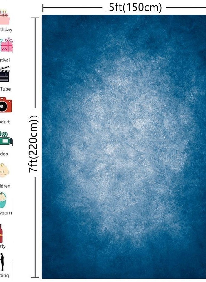 HMTFOTO خلفيات تصوير بورتريه بتدرج أزرق داكن 5x7 قدم مع مركز ساطع، خلفية تصوير تجريدية لستوديو، دعاية لبوث التصوير، زينة خلفية - Image 3
