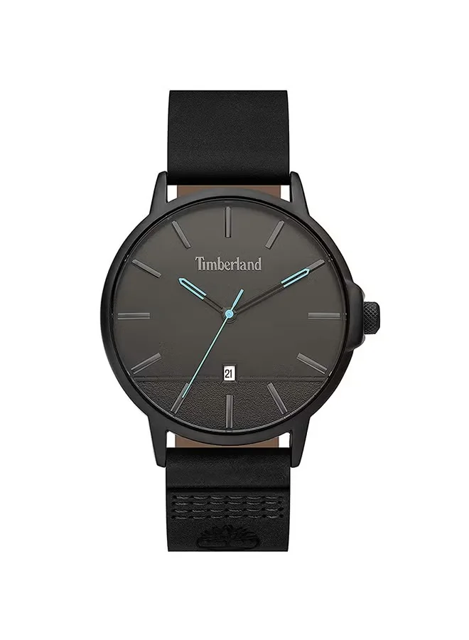 Timberland Rollinsford Men's Analog Watch - Grey Dial, Black Leather Strap, Quartz Movement, 42mm