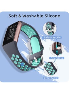 Y&D Silicone Wristbands for Fitbit Charge 4, Compatible with 3 Bands, Sport Waterproof Breathable Bands  - Image 3