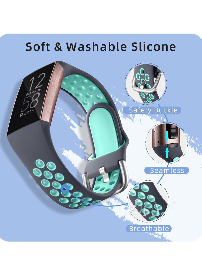 Y&D Silicone Wristbands for Fitbit Charge 4, Compatible with 3 Bands, Sport Waterproof Breathable Bands  - Image 3