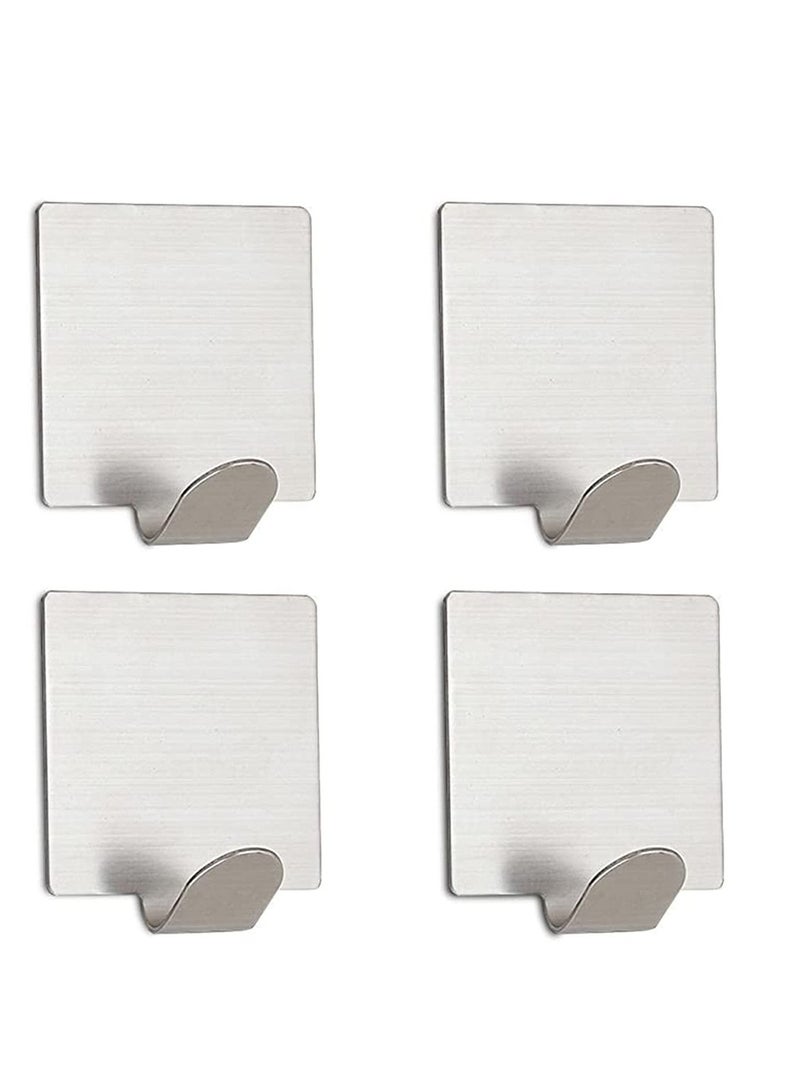 Y&D 4 pcs Self Adhesive Hooks SUS304 Stainless Steel Robe Coat Towel Hook Super Power Heavy Duty Wall Mount Key Rack  - Image 1