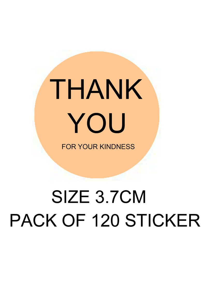 Sticker size 3.7 cm, decorated with the phrase “Thank you”, number of 120 stickers, used with gifts, self-adhesive and water-resistant stickers used in birthdays, wedding parties, decorations, and gif
