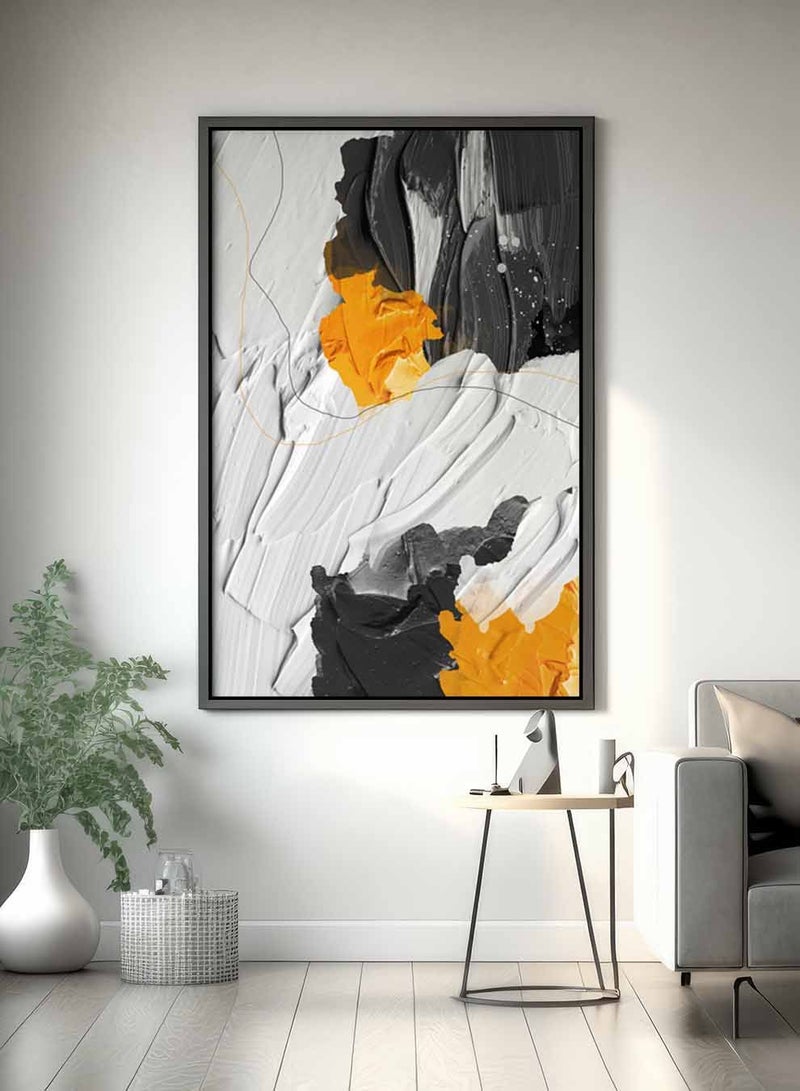 Canvas Wall Art Stretched Over Wooden Frame with Black Floating Frame, Abstarct Oil Painting  Painting, For Home, Living Room, Office Decor