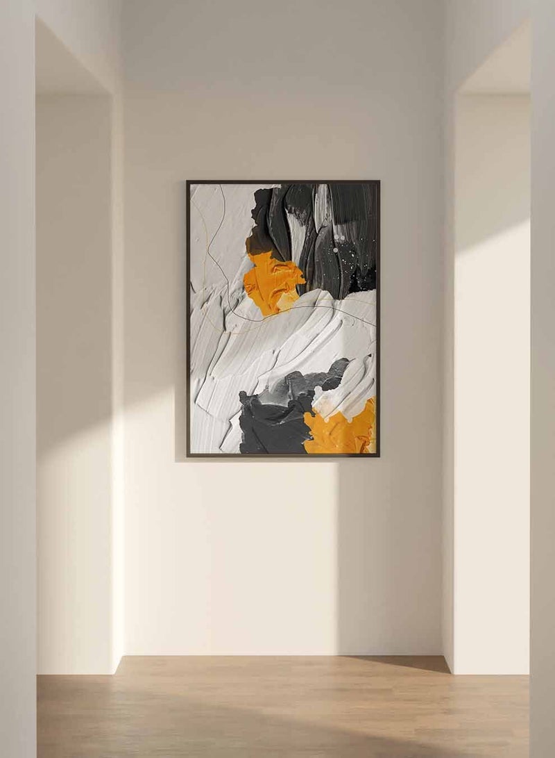 Canvas Wall Art Stretched Over Wooden Frame with Black Floating Frame, Abstarct Oil Painting  Painting, For Home, Living Room, Office Decor
