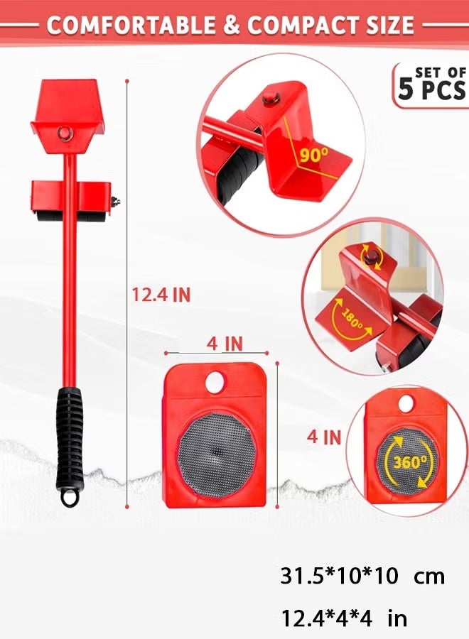 Furniture Moving Tools,Furniture Moving Tools Set – Heavy Duty Furniture Lifter and 4 Sliding Rollers, 5-Piece Furniture Mover Kit, Durable Furniture Moving Tool for Heavy Objects, Sofa, Bed, Table, Appliance, Easy Moving Hardware Tools, Household Furniture Transport Equipment - Image 2