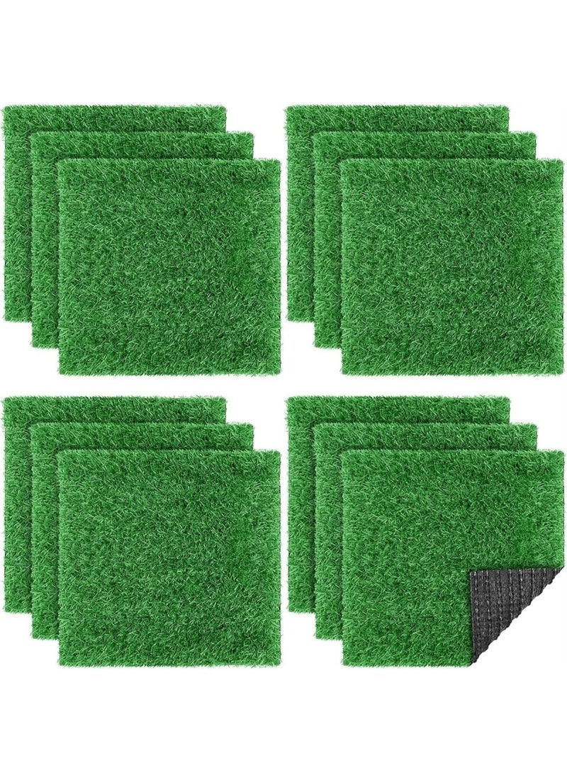 12PCS-Artificial Grass Mat Square 12 x 12 Inch Fake Turf Patch Indoor Outdoor Garden Lawn Patio Balcony Synthetic Turf Mat Realistic Grass Rug for Crafts Miniature Garden DIY (Color :