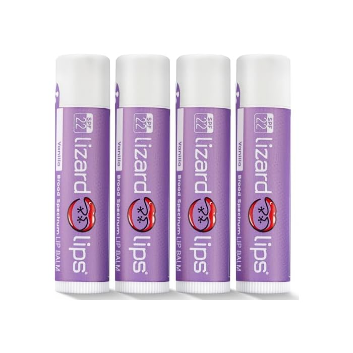 LizardLips SPF 22 Vanilla Lip Balm – Natural Hydrating Moisturizing Lip Sunscreen, Smooth Classic Flavor, Fun Quirky Beach Vacation Essentials