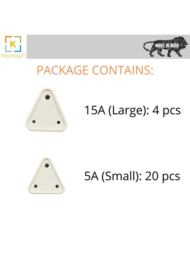 KitschKitsch غطاء مأخذ كهربائي للأطفال الرضع للأطفال مصمم بشكل آمن مصنوع في الهند 5A و 15A (أبيض) (عبوة من 24) - Image 4